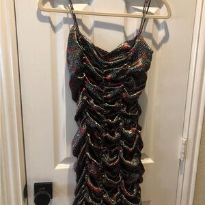 Urban Outfitters Black and Orange Ruffled Tiered Mini Dress